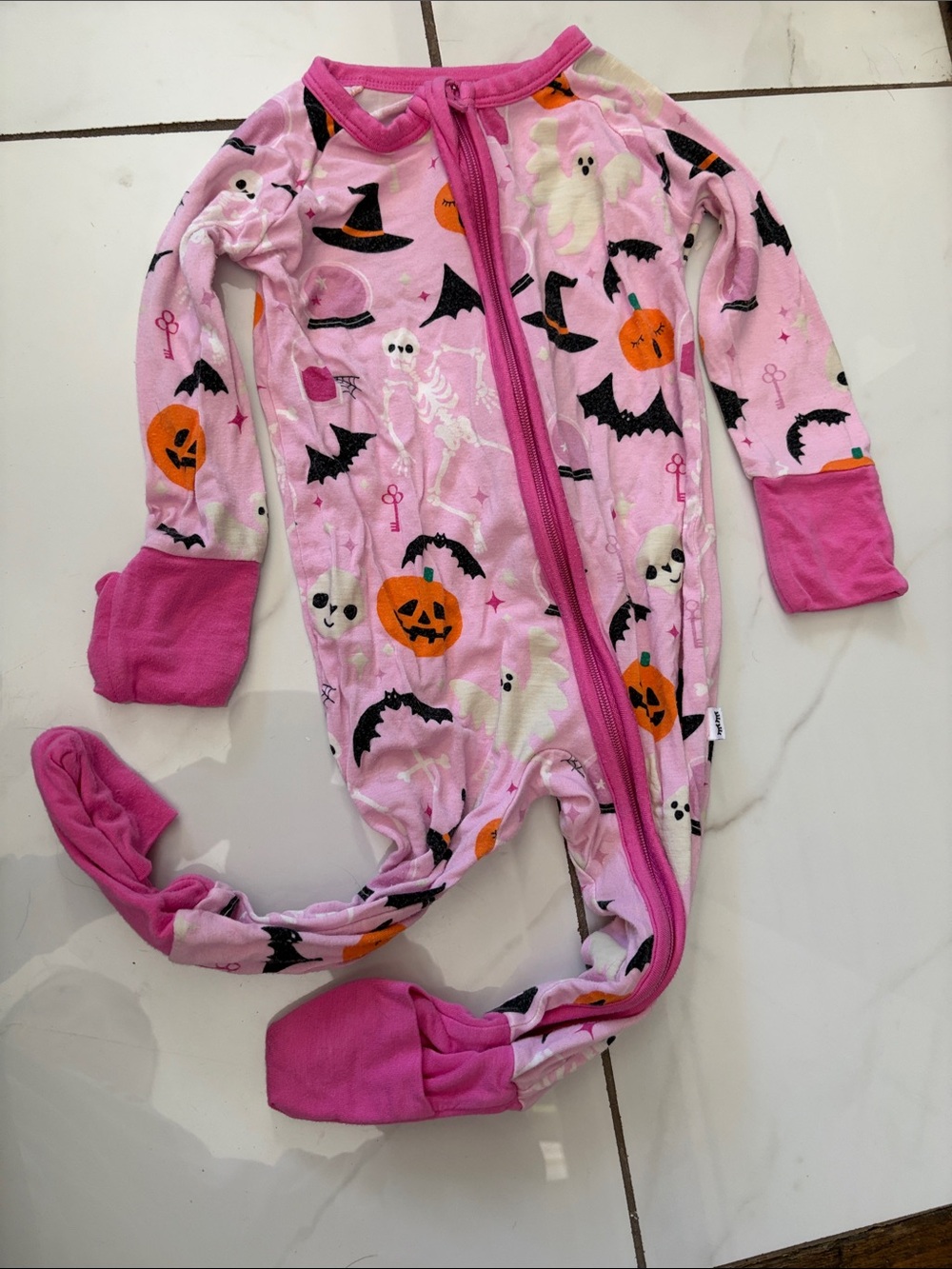 Little Sleepies Pink Halloween Print Kids One-Piece Pajamas